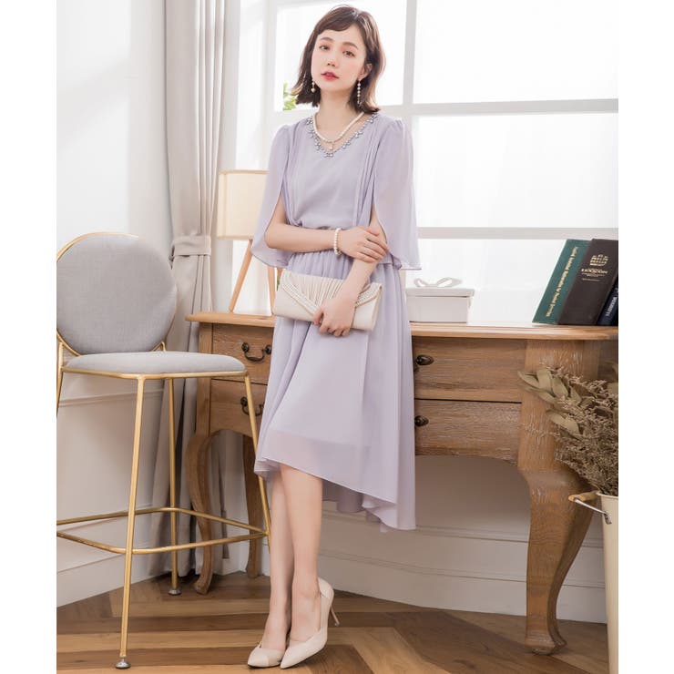 グレー | 結婚式 パーティードレス 大きいサイズ | DRESS+