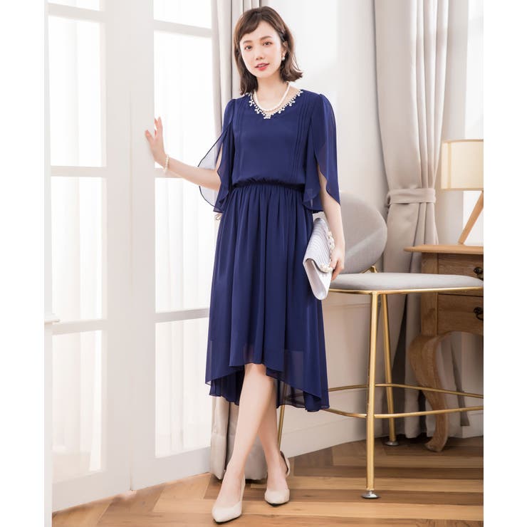 ネイビー | 結婚式 パーティードレス 大きいサイズ | DRESS+