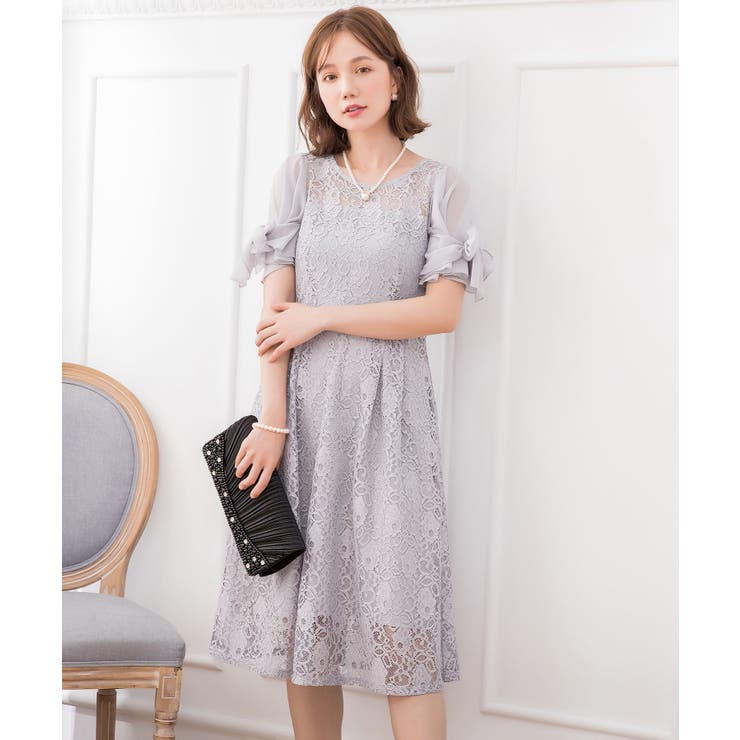 グレー | 結婚式 ワンピース パーティードレス | DRESS+