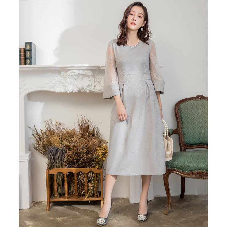 グレー | 結婚式 パーティードレス 大きいサイズ | DRESS+