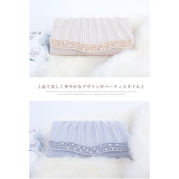 パールビジューラディアルサテンプリーツバッグ | DRESS+ | 詳細画像4 