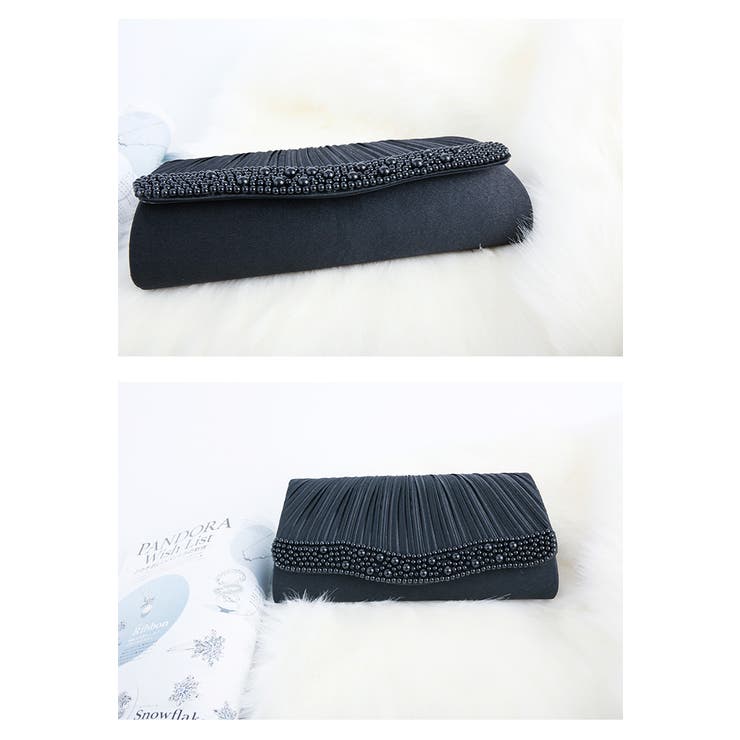 パールビジューラディアルサテンプリーツバッグ | DRESS+ | 詳細画像7 