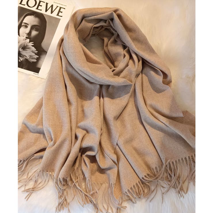 ベージュ | ストール リバーシブル 厚手 | DRESS+