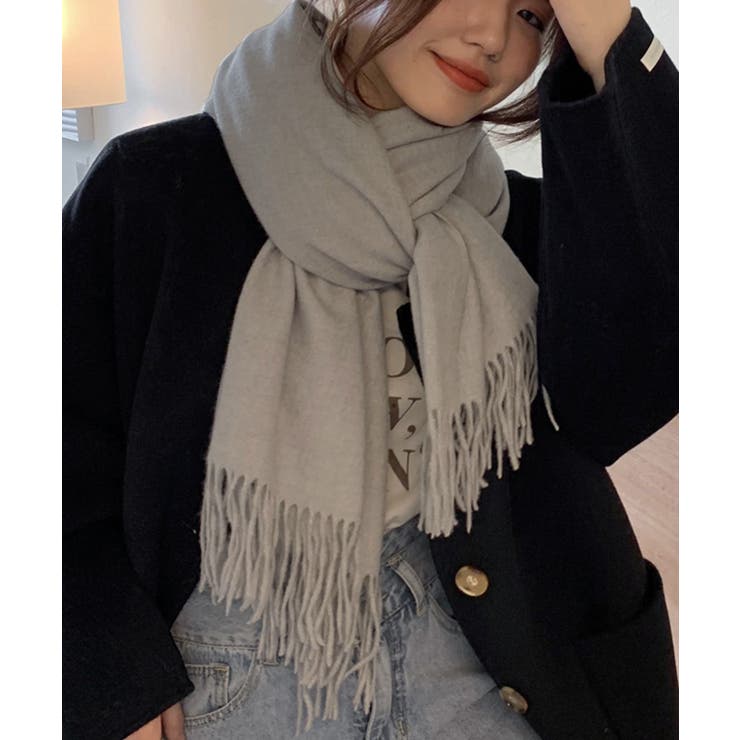 ライトグレー | ストール リバーシブル 厚手 | DRESS+