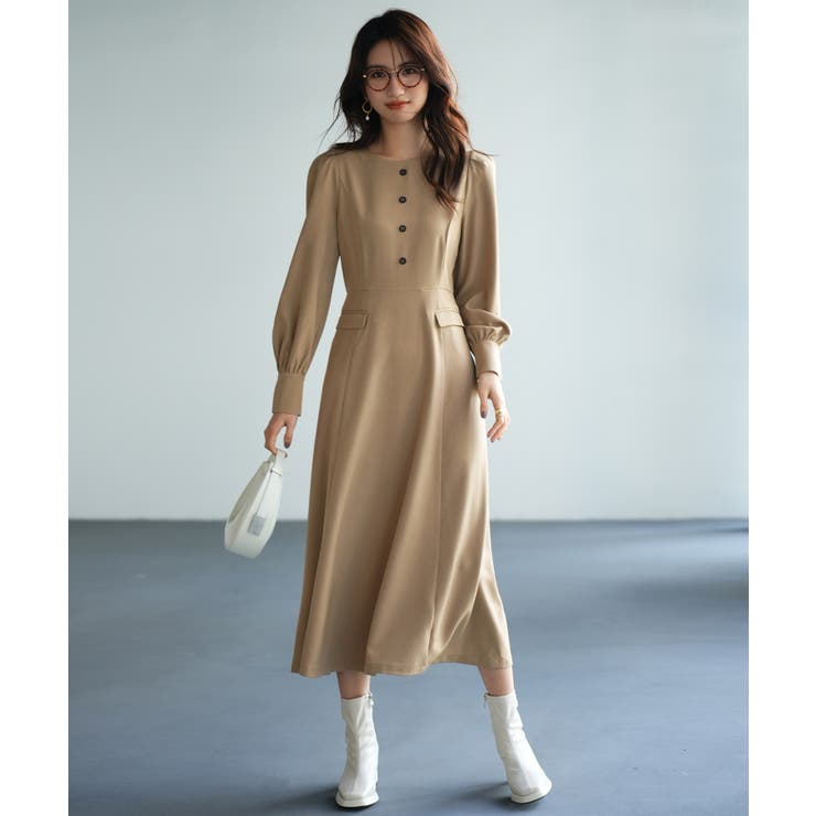 ホンテキャストバウンドに❤︎深緑ワンピース Aラインロング丈ワンピース[品番：DSSW0003048]｜SAISON DE