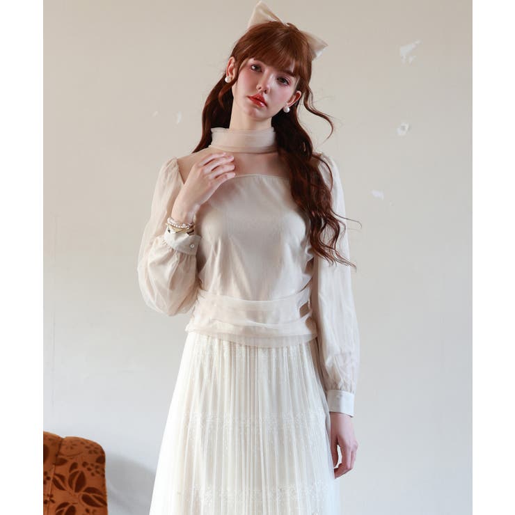 プチハイネックショート丈チュールトップス[品番:DSSW0004057 プチハイネックショート丈チュールトップス[品番:DSSW0004057