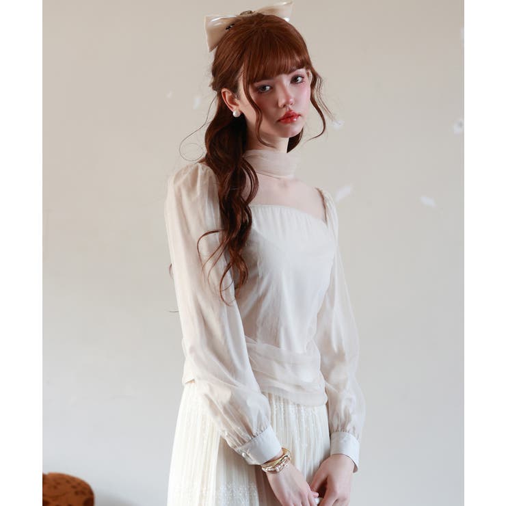 【〈美品〉cygneチュールトップス Richard（0サイズ白）】 美品〉cygneチュールトップス Richard（0サイズ白）】 cygne