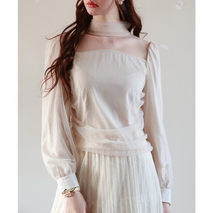 アイボリー | プチハイネックショート丈チュールトップス | SAISON DE PAPILLON 