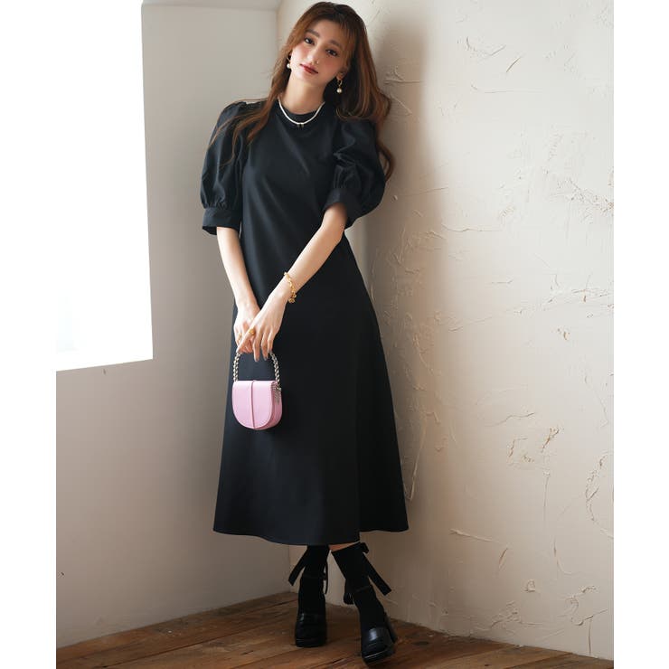 HGB-K304/未使用 DAISY LIN ワンピース パフスリーブ 40 黒 HGB-K304/未使用 DAISY LIN ワンピース パフスリーブ 40 黒
