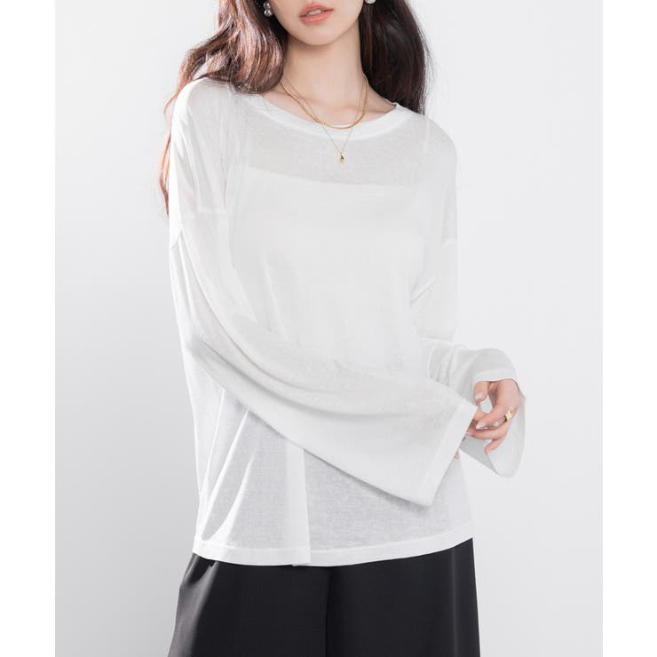 シアー生地長袖クルーネックトップス | SAISON DE PAPILLON  | 詳細画像11 