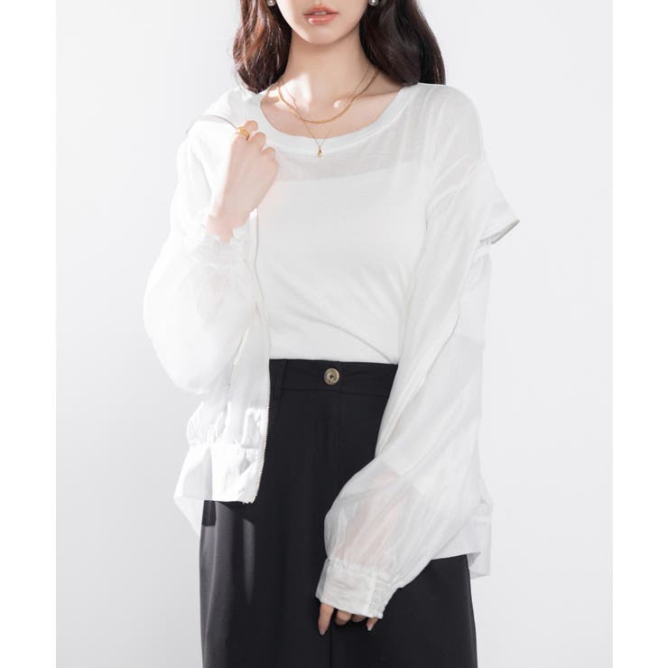 シアー生地長袖クルーネックトップス | SAISON DE PAPILLON  | 詳細画像17 