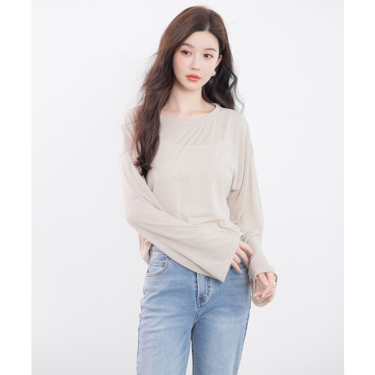 シアー生地長袖クルーネックトップス | SAISON DE PAPILLON  | 詳細画像21 