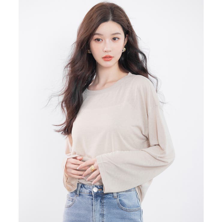 シアー生地長袖クルーネックトップス | SAISON DE PAPILLON  | 詳細画像23 