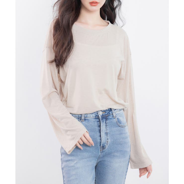 シアー生地長袖クルーネックトップス | SAISON DE PAPILLON  | 詳細画像27 