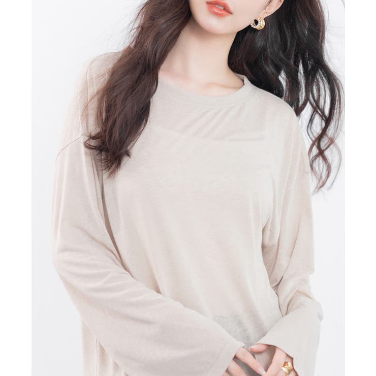 シアー生地長袖クルーネックトップス | SAISON DE PAPILLON  | 詳細画像28 