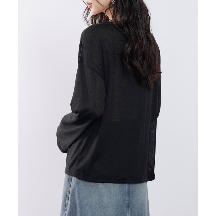 シアー生地長袖クルーネックトップス | SAISON DE PAPILLON  | 詳細画像30 