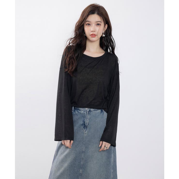 シアー生地長袖クルーネックトップス | SAISON DE PAPILLON  | 詳細画像32 