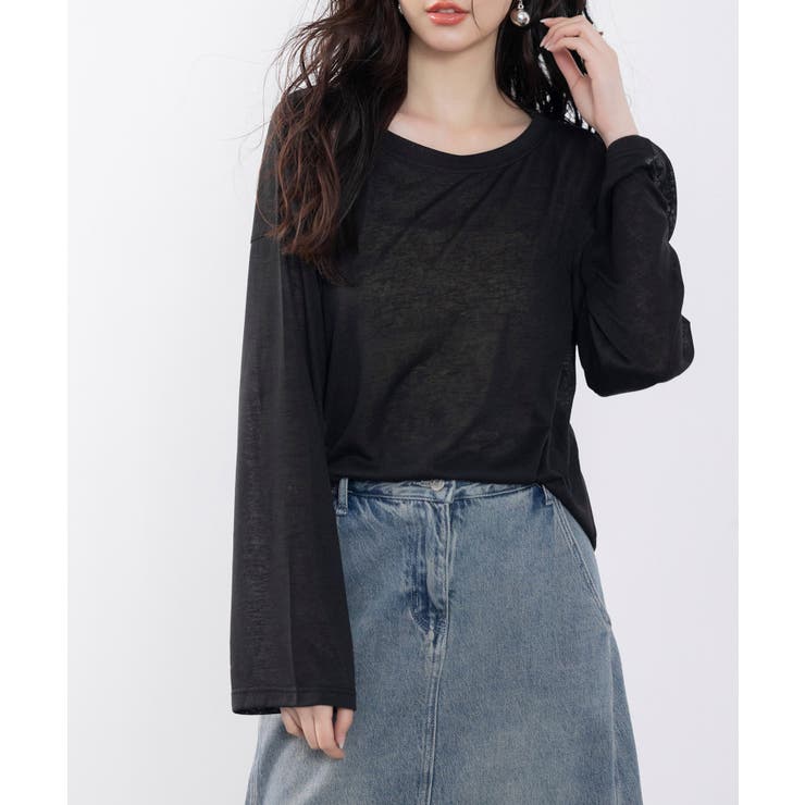 シアー生地長袖クルーネックトップス | SAISON DE PAPILLON  | 詳細画像33 