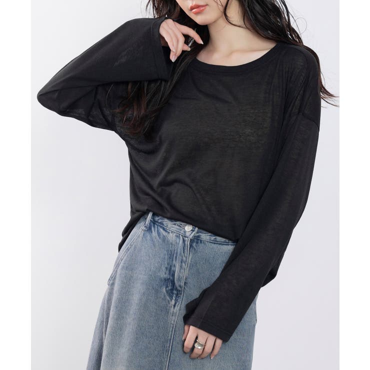 シアー生地長袖クルーネックトップス | SAISON DE PAPILLON  | 詳細画像35 