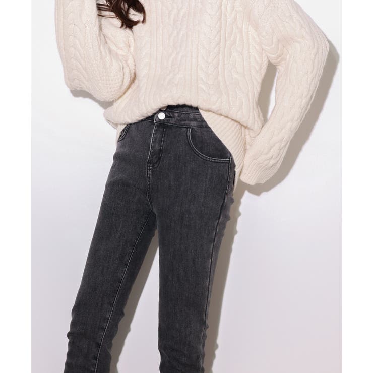 裏起毛ハイウエストストレッチスキニーデニムパンツ | SAISON DE PAPILLON  | 詳細画像8 