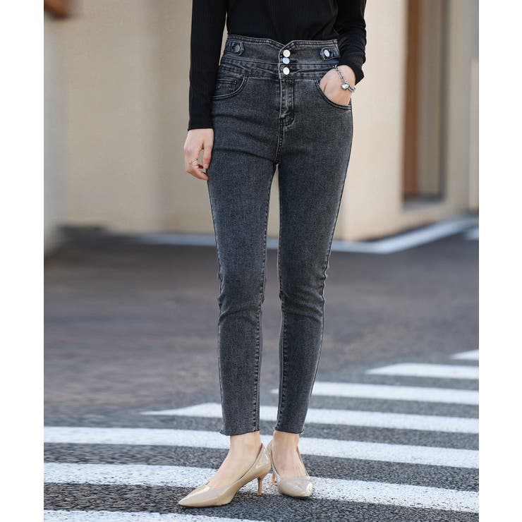 裏起毛ハイウエストストレッチスキニーデニムパンツ | SAISON DE PAPILLON  | 詳細画像9 