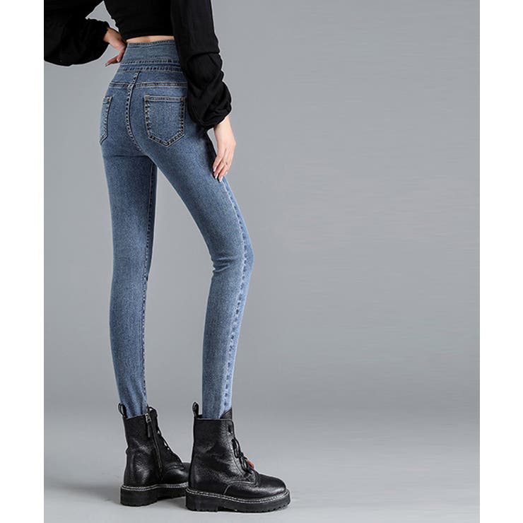 裏起毛ハイウエストストレッチスキニーデニムパンツ | SAISON DE PAPILLON  | 詳細画像15 