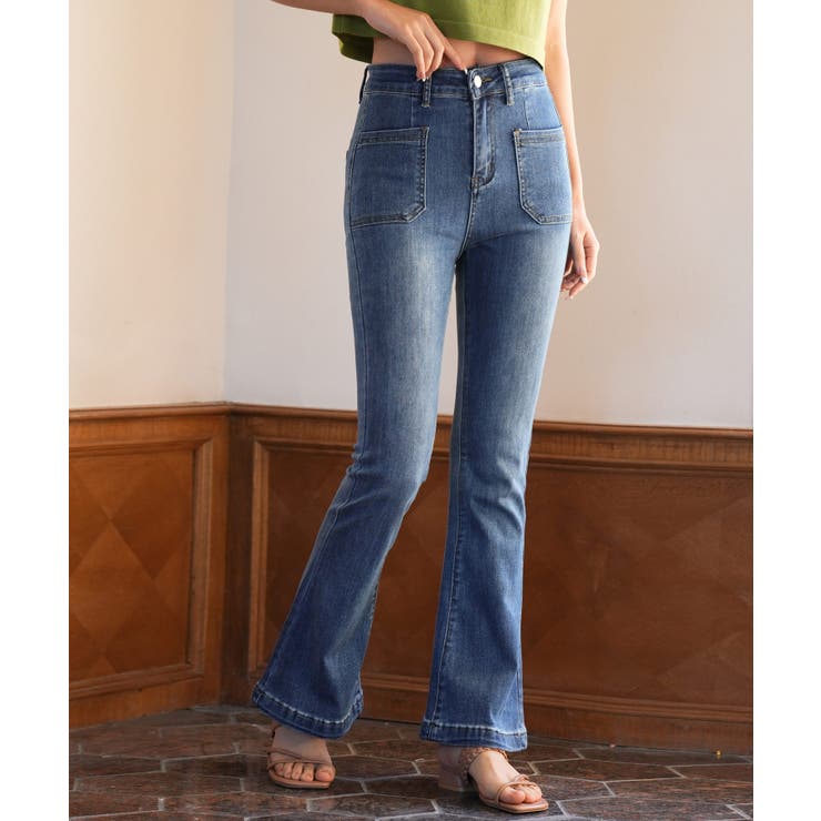 ハイライズフレアデニムパンツ | SAISON DE PAPILLON  | 詳細画像3 