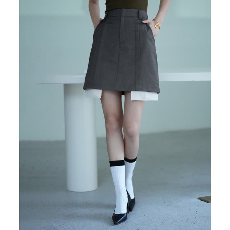 ペチパンツ付きシャツヘムミニスカート[品番：DSSW0004082
