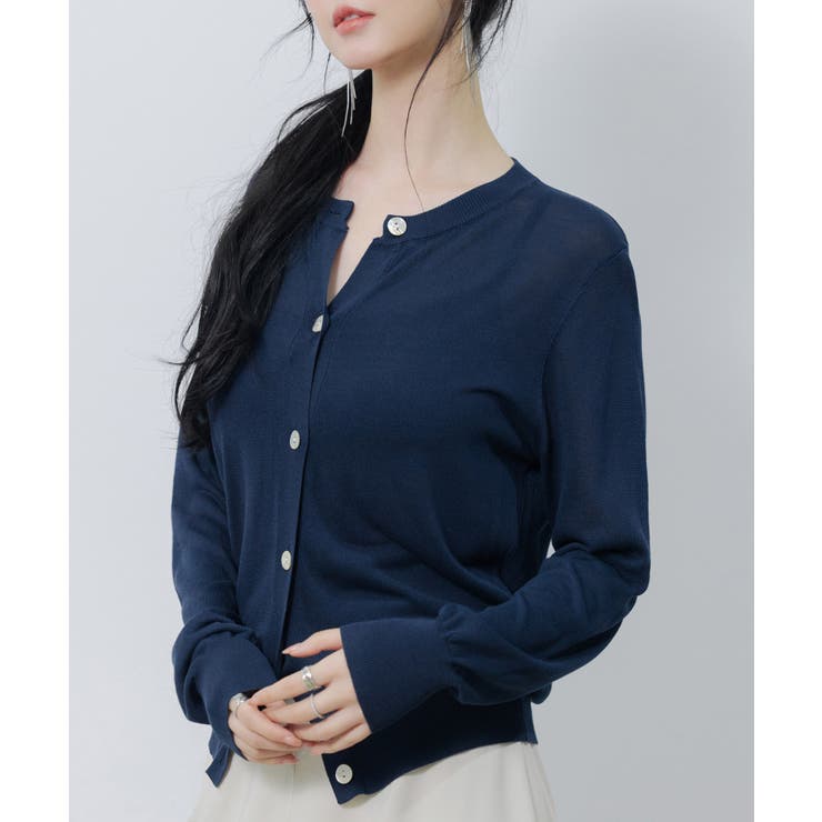 【接触冷感】クルーネックサマーニットカーディガン | SAISON DE PAPILLON  | 詳細画像3 