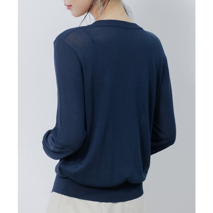 【接触冷感】クルーネックサマーニットカーディガン | SAISON DE PAPILLON  | 詳細画像4 