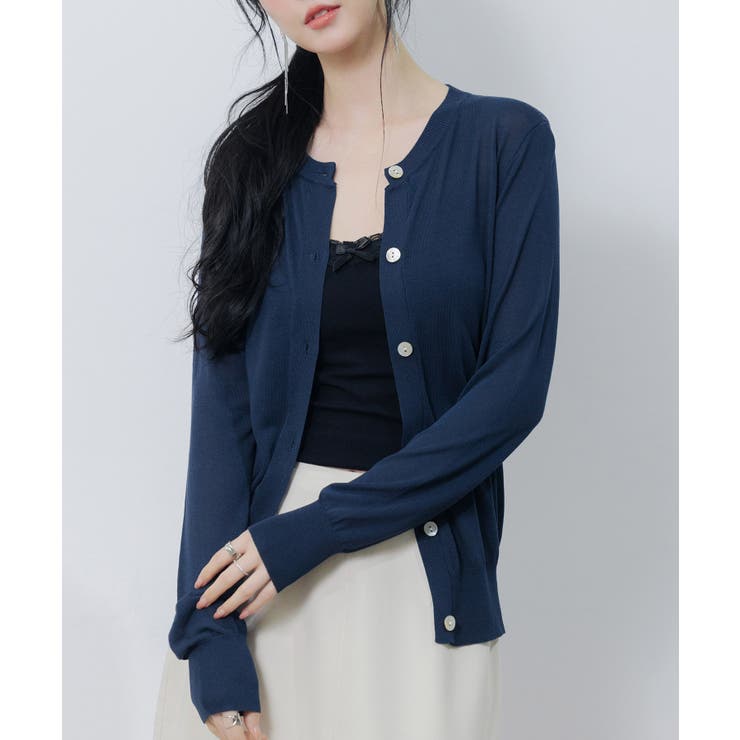 【美品 洗える 2023SS】トッカ スワン クルーネック カーディガン XS セール】 【洗える】SWEET TIE カーディガン （カーディガン