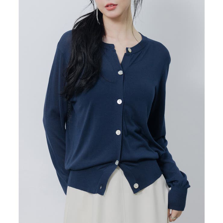 【接触冷感】クルーネックサマーニットカーディガン | SAISON DE PAPILLON  | 詳細画像2 