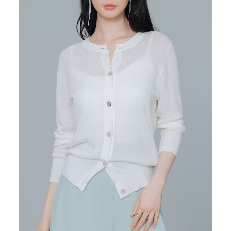 【接触冷感】クルーネックサマーニットカーディガン | SAISON DE PAPILLON  | 詳細画像18 