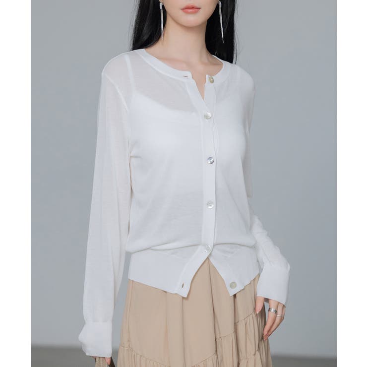 【接触冷感】クルーネックサマーニットカーディガン | SAISON DE PAPILLON  | 詳細画像19 