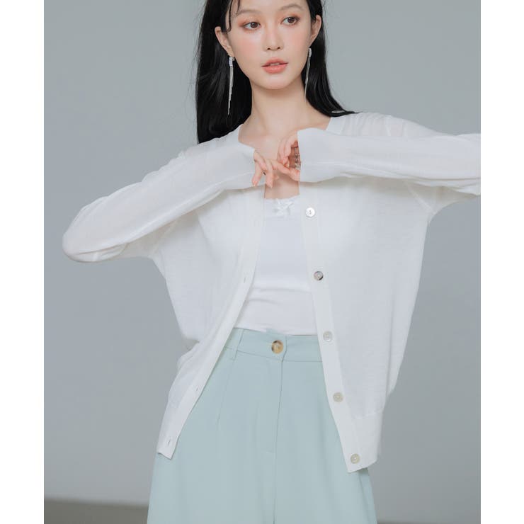 【接触冷感】クルーネックサマーニットカーディガン | SAISON DE PAPILLON  | 詳細画像23 