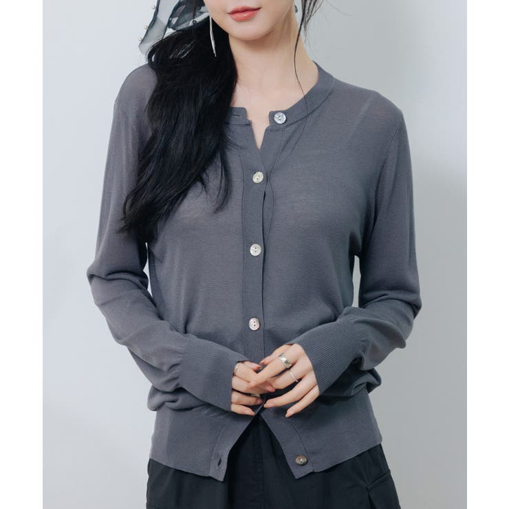 【接触冷感】クルーネックサマーニットカーディガン | SAISON DE PAPILLON  | 詳細画像26 