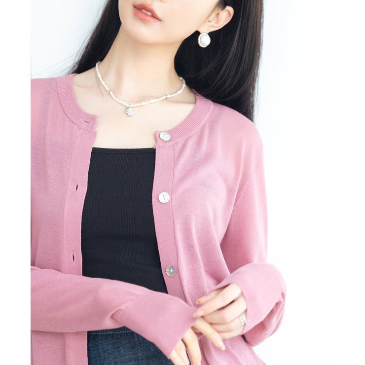 【接触冷感】クルーネックサマーニットカーディガン | SAISON DE PAPILLON  | 詳細画像41 