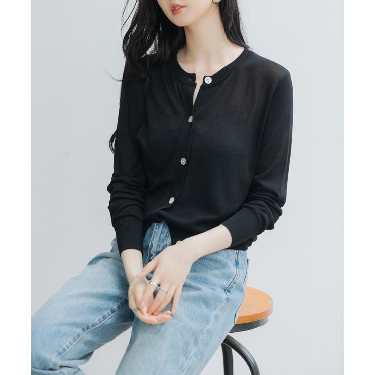 【接触冷感】クルーネックサマーニットカーディガン | SAISON DE PAPILLON  | 詳細画像47 