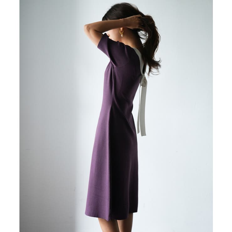 前後2way襟付きミモレ丈ニットワンピース | SAISON DE PAPILLON  | 詳細画像19 