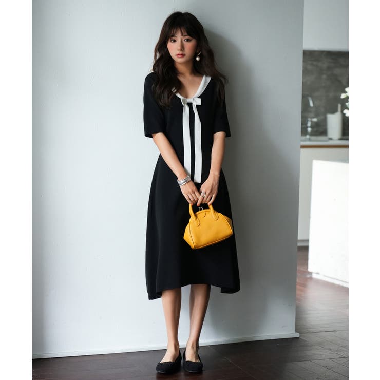 前後2way襟付きミモレ丈ニットワンピース | SAISON DE PAPILLON  | 詳細画像27 