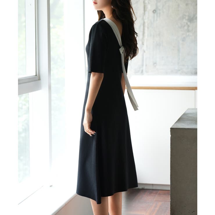 前後2way襟付きミモレ丈ニットワンピース | SAISON DE PAPILLON  | 詳細画像32 