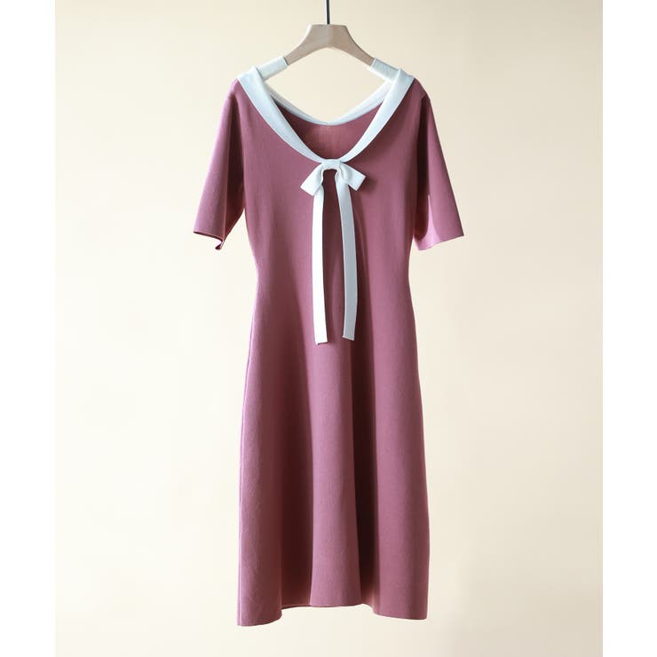 前後2way襟付きミモレ丈ニットワンピース | SAISON DE PAPILLON  | 詳細画像42 