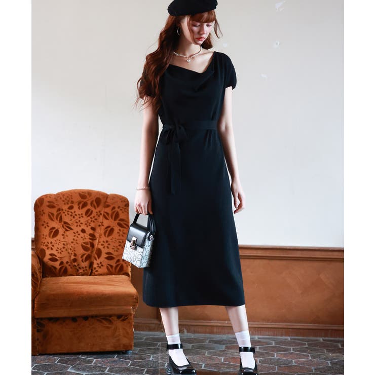 2色 ニットワンピース ミモレ丈 セーター ルーズ カジュアル 2wayミモレ丈ニットワンピース[品番：DSSW0004195]｜SAISON DE