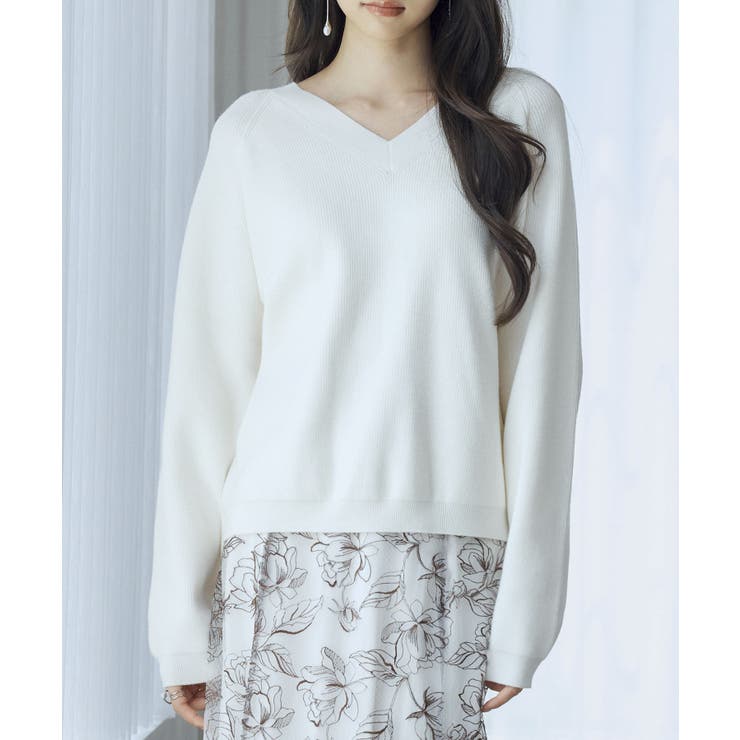 畦編み深みVネックニットプルオーバー | SAISON DE PAPILLON  | 詳細画像45 