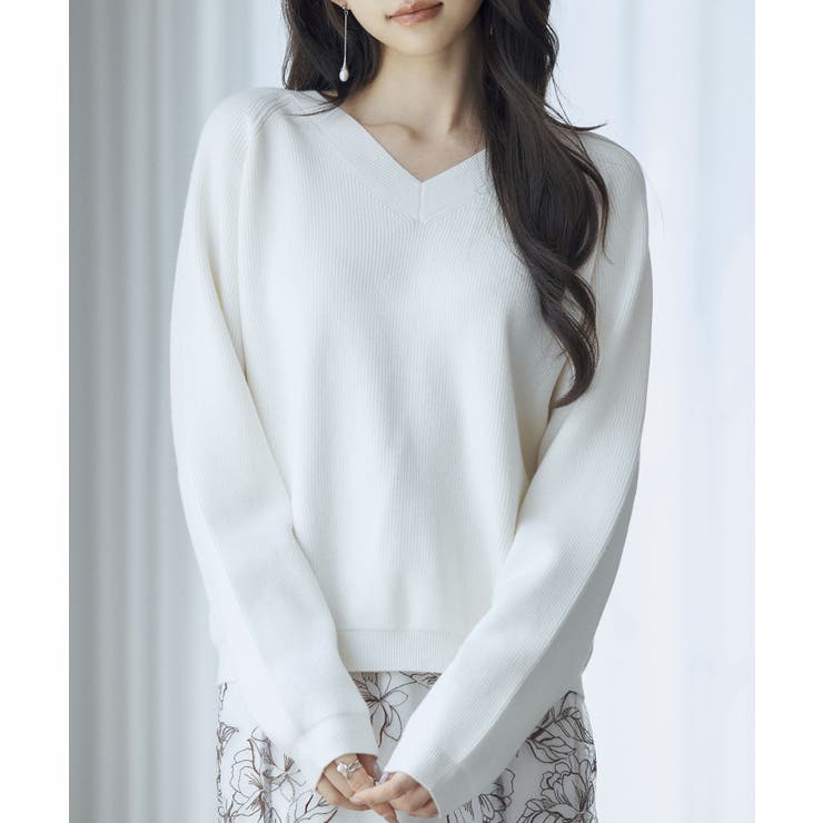 畦編み深みVネックニットプルオーバー | SAISON DE PAPILLON  | 詳細画像46 