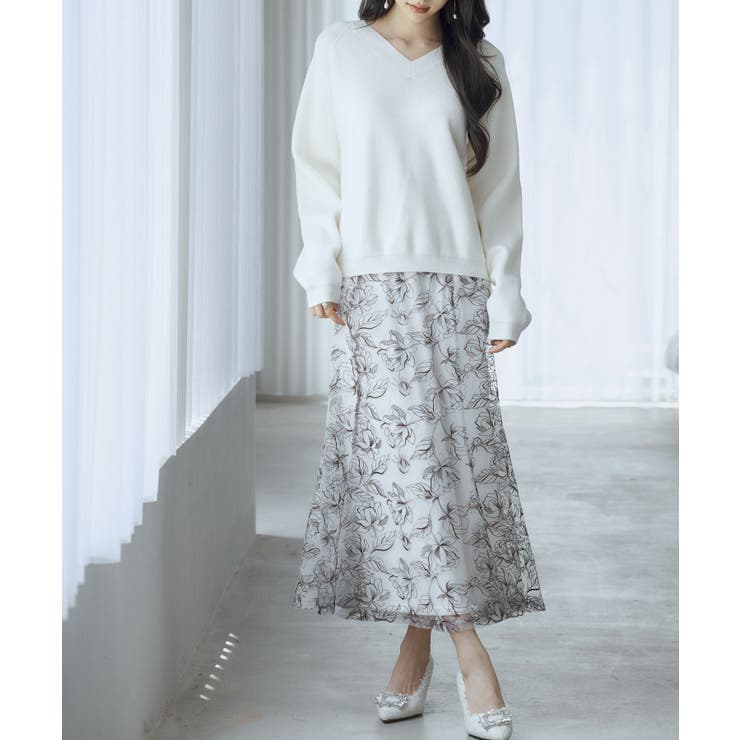 畦編み深みVネックニットプルオーバー | SAISON DE PAPILLON  | 詳細画像47 