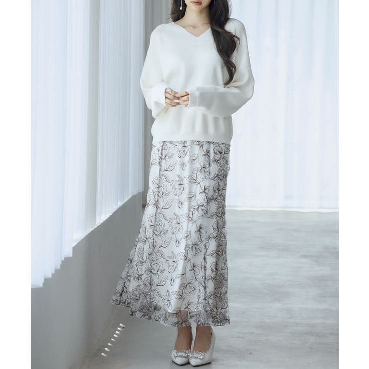 畦編み深みVネックニットプルオーバー | SAISON DE PAPILLON  | 詳細画像50 