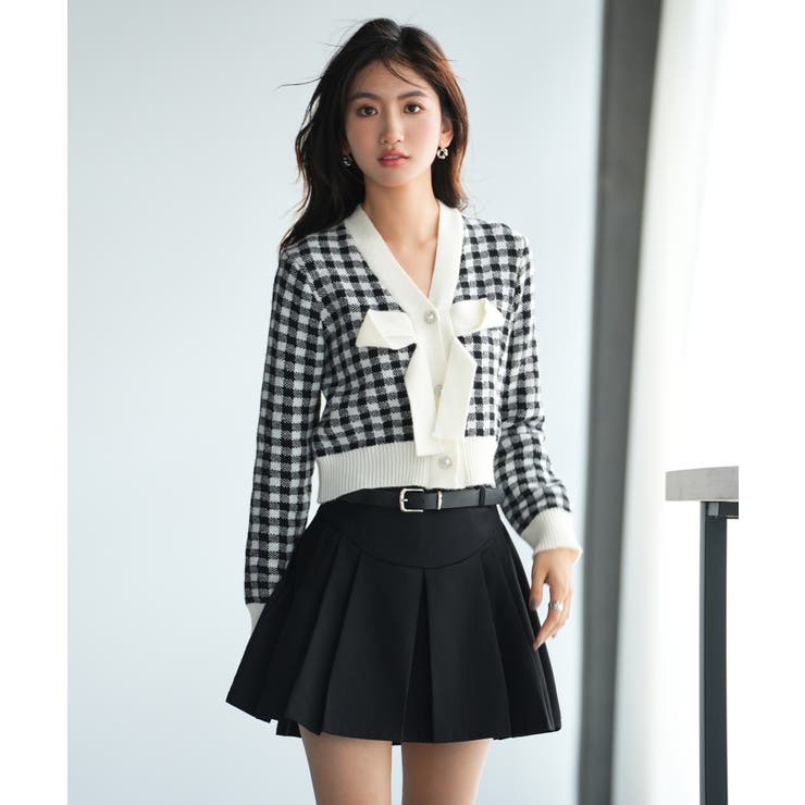 フロントリボンギンガムチェックニットプルオーバー | SAISON DE PAPILLON  | 詳細画像9 