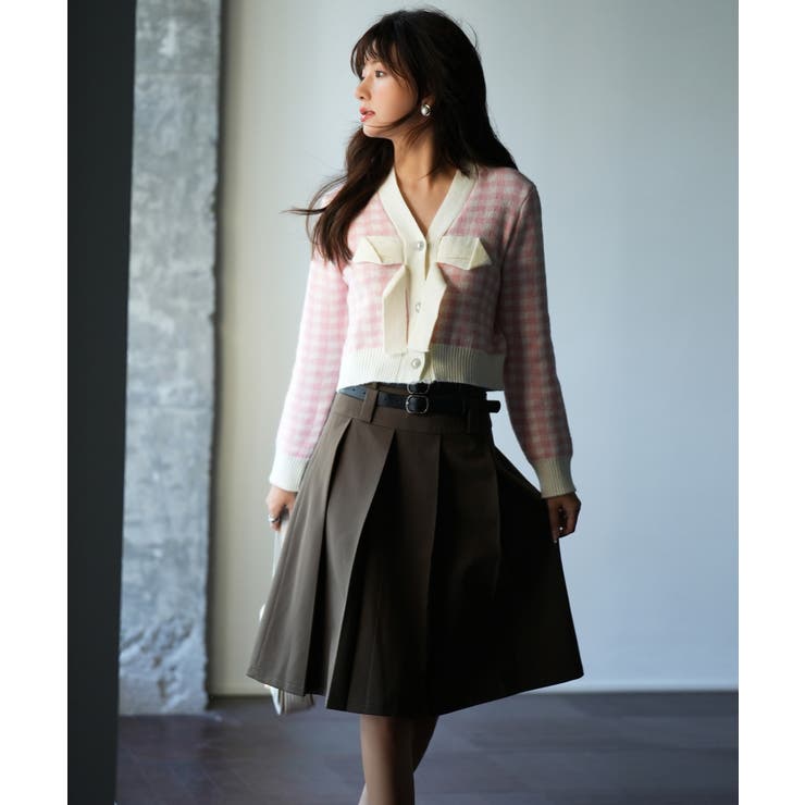 フロントリボンギンガムチェックニットプルオーバー | SAISON DE PAPILLON  | 詳細画像23 