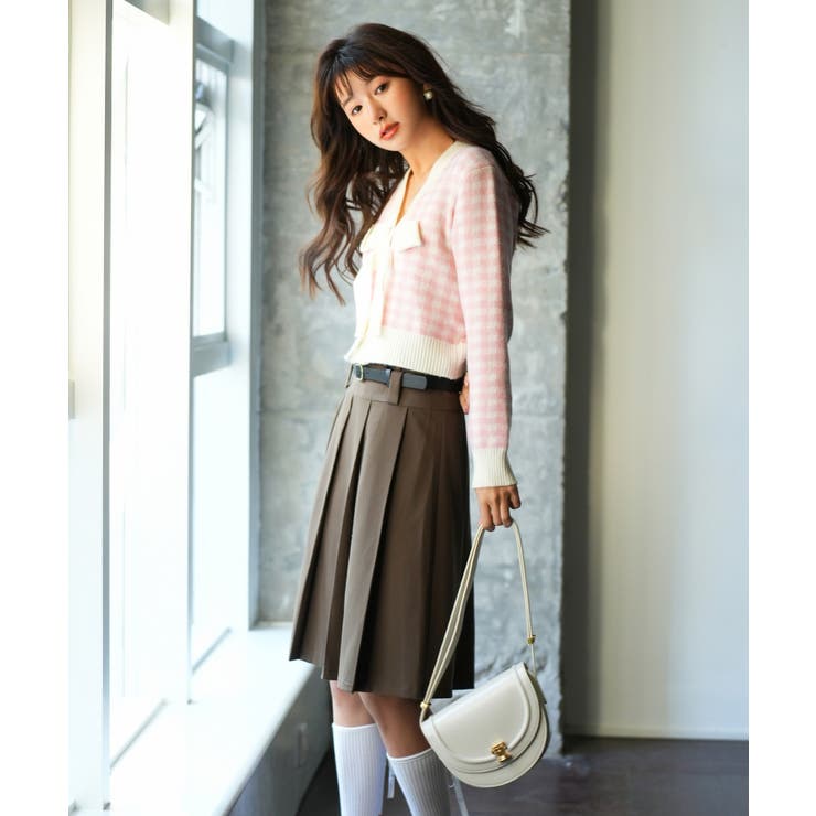 フロントリボンギンガムチェックニットプルオーバー | SAISON DE PAPILLON  | 詳細画像24 